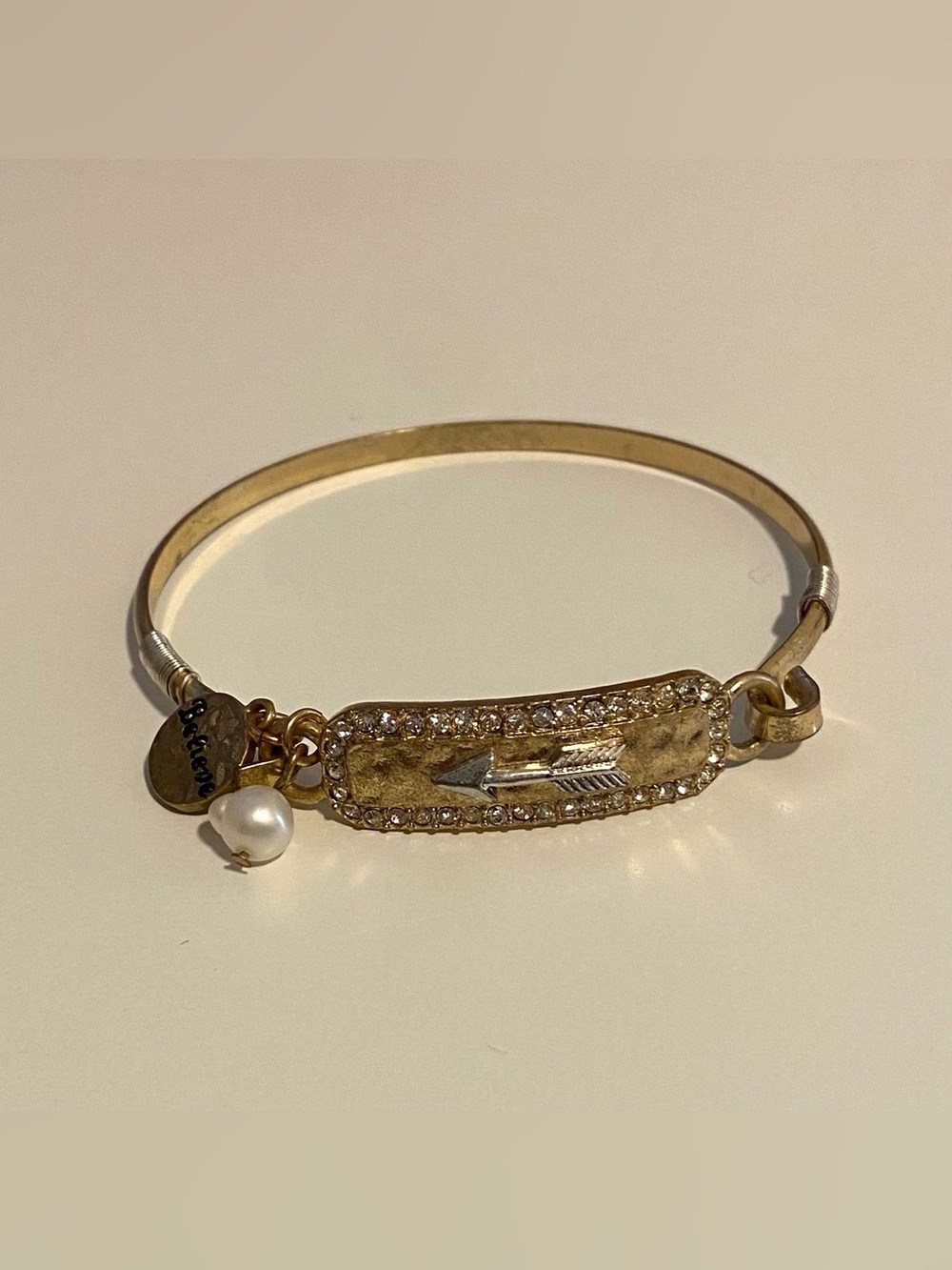 Gold brass arrowhead bangle bracelet